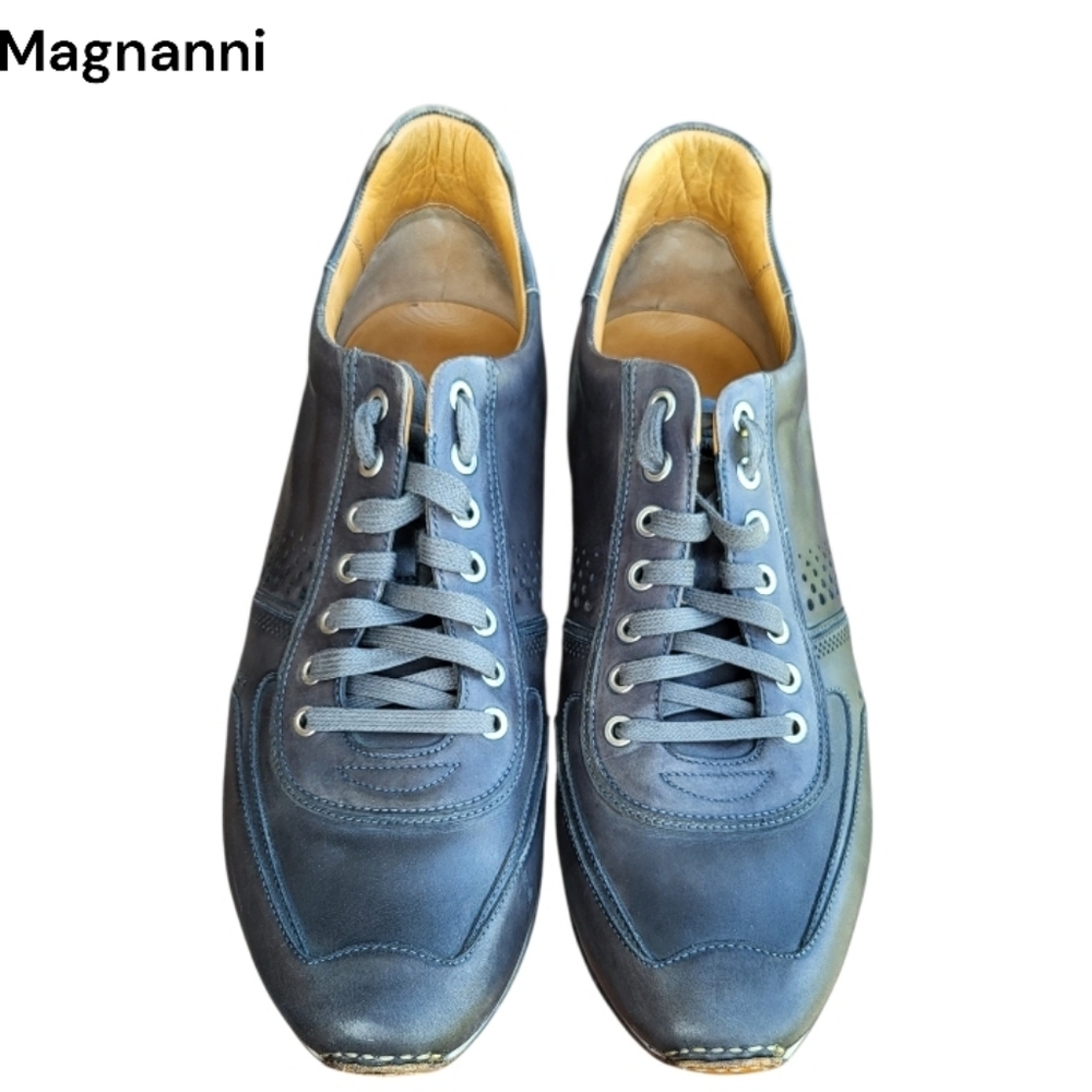 Magnanni Cristian Christian Gray Leather Casual Dress Sneaker Shoe Spain Men 13 - Picture 2 of 16